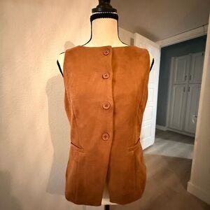 No Comment Elegant Faux Suede Brown Sleeveless Vest